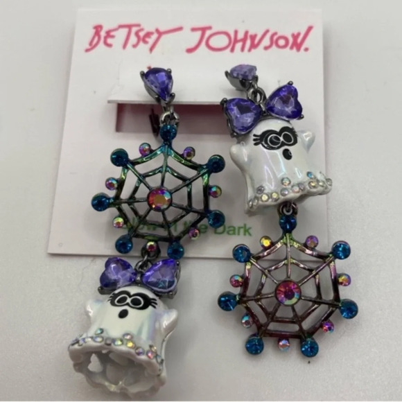 BETSEY JOHNSON SET Halloween Charm Necklace & Matching Ghost Earrings NEW NWT - Picture 4 of 9